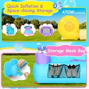 Adnoom Inflatable Bounce House W/470W Blower, Childrens Indoor/Outdoor Jumping Bounce Castle for Kids 3-10 W/Slide, Ball Pit, Dart Game, 50 Ocean Balls, Jump House for Backyard Party Birthday Gift
