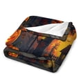 thumbnail image 3 of GXFC Halloween Pumpkin Cottages blanket, comfortable and soft, warm casual blanket, printed design, winter sofa dormitory home decoration, must-have travel product. Size is 40x50 inches., 3 of 9