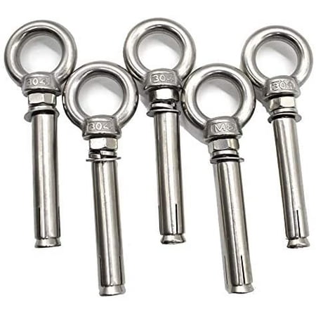

M6 100mm Expansion Screw with Eye Ring Anchor Internal Eye Bolt Fastener 304 Stainless Steel 5 Pack (Ring Lifting Expansion Eyebolt M6 100mm)