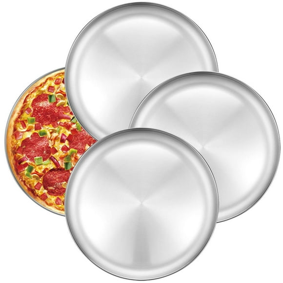 Deedro Pizza Baking Pan Pizza Tray 12 inch Stainless Steel Pizza Pan Round Pizza Baking Sheet Oven Tray Pizza Crisper Pan, Healthy Pizza Cooking Pan for Oven Baking, 4 Pack