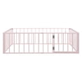 thumbnail image 5 of Aukfa Full Size Metal Bed Frame with with Fence and Door, Floor Bed for Kids Toddler, Pink, 5 of 8