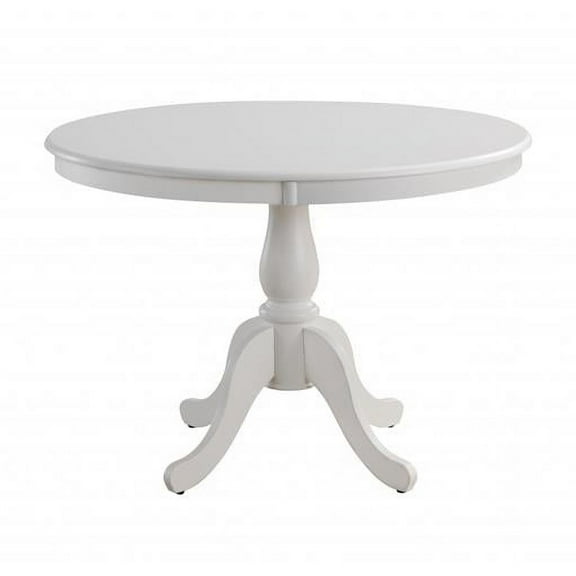 HomeRoots 517756 30 x 42 x 42 in. White Round Turned Pedestal Base Wood Dining Table
