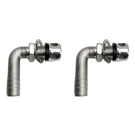 2X Stainless Steel 90° Bend Fuel Breather Vent 3/5Inch - Boat/ Truck/ Car Gas Tank,2 Holes