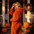 thumbnail image 4 of Halloween Pumpkin Onesie Pajamas, Halloween Cute Ghost Plush Hooded for Adults, Cozy Loungewear for Parties and Movie Nights, Style01# L, 4 of 5