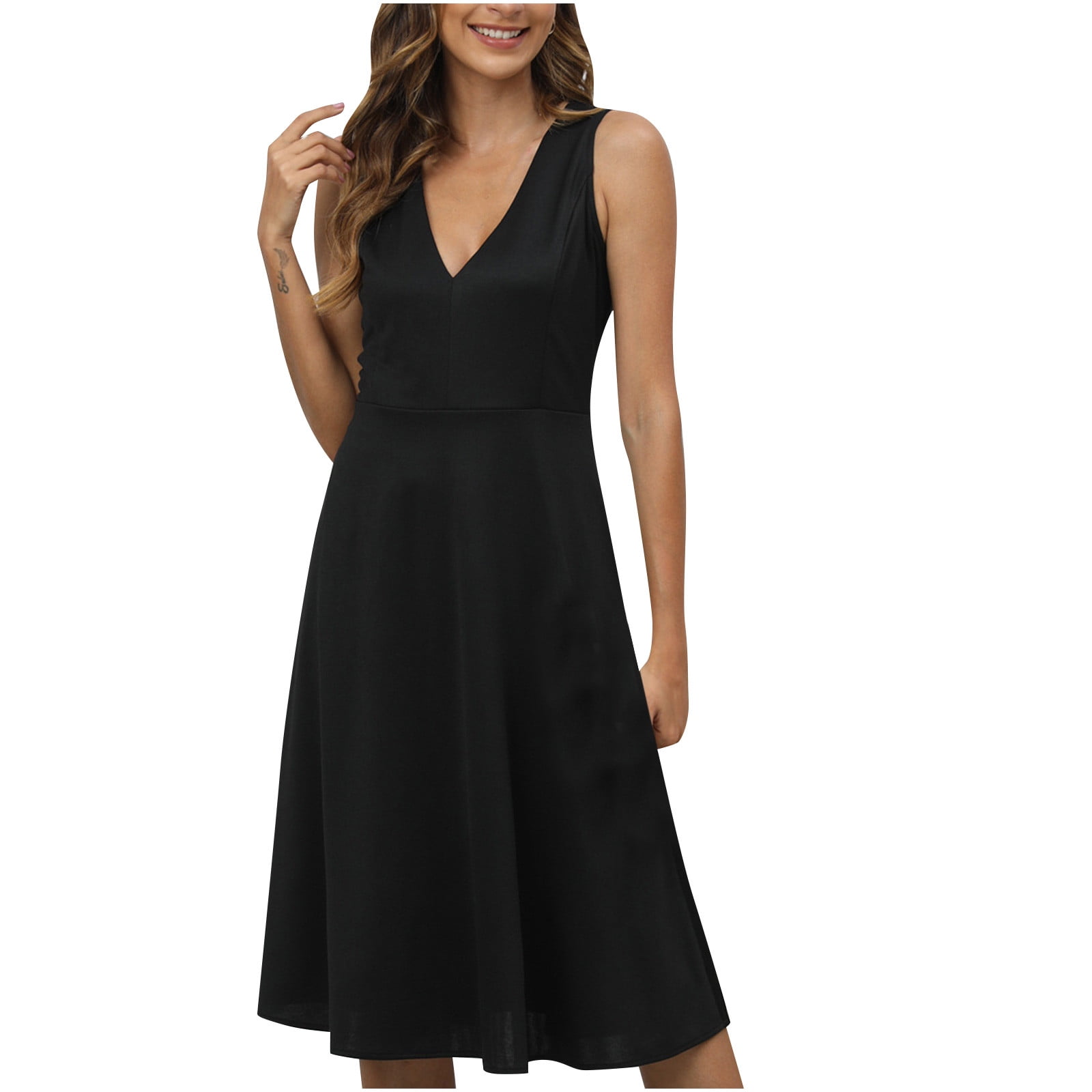 Bowake Robes d'Été Décontractées pour Femmes 2024 Sans Manches Col