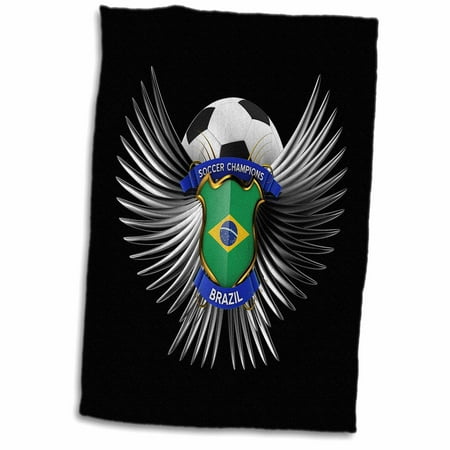 15 Flag Soccer Lamp - 3dRose Soccer concept with crest ball and shield with the Brazilian flag on it Brazil champions champion - Towel, 15 by 22-inch