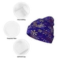 thumbnail image 3 of Picia blue purple Snowflake Pattern Knitted Beanie Hat for Men and Women , Unisex Winter Warm Stretchy Knit Cap Thick Fisherman Beanies Cuffed Plain Skull Caps, 3 of 6