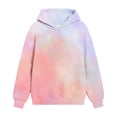 thumbnail image 3 of Girls Pullover Hoodies Girls Tie-Dye Hoodie Pullover No-Drawstring Long Sleeve Relaxed Fit Casual Sweatshirt with Kangaroo Pocket for Fall Winter School Daily Wear (Ages 3-14 Years, 3 of 6