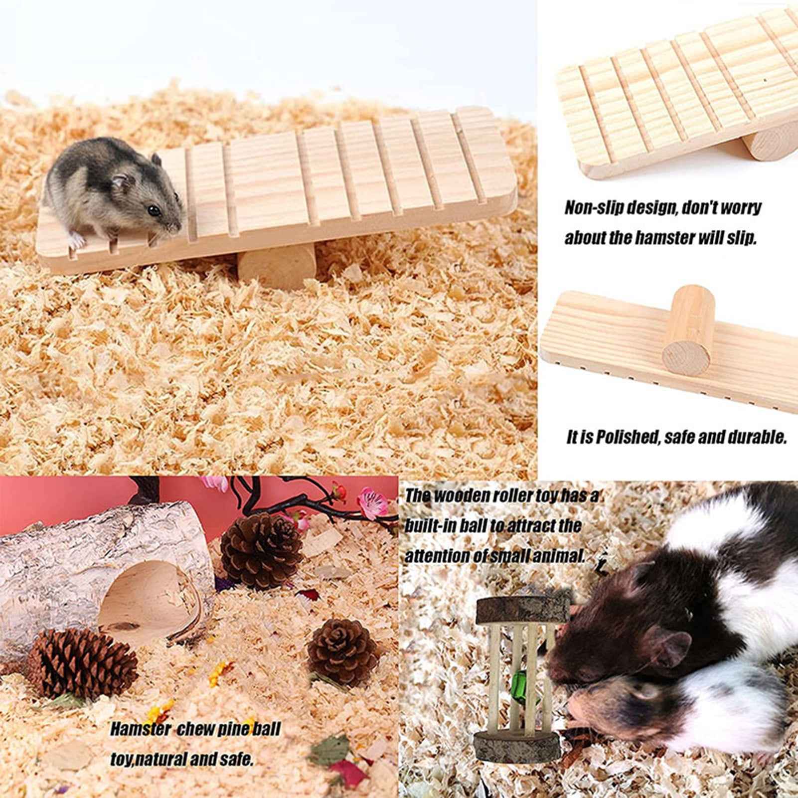DOPI 7Pcs/Set Molar Toy Long Lifespan Relieve Anxiety Wood Hamster Chew Toy Set for Chinchillas