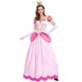 thumbnail image 1 of Disfraz de Super Mario Peach, vestido de princesa rosa, guantes y tocado, conjunto de fiesta de carnaval, 1 of 3