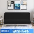 thumbnail image 2 of JIATER Armless Futon Cover Stretch Futon Slipcovers Machine Washable Furniture Protector with Elastic Bottom,Black, 2 of 7