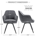 thumbnail image 3 of Dining Chair Set of 2, Modern Accent Armchair with Metal Legs, Upholstered Velvet Kitchen Chairs, Living Room Chair for Dining Room Living Room Bedroom, Gray, 3 of 7