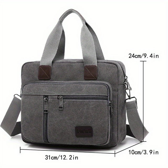 EIMELI Men‘s Handbag Canvas Briefcase Classic Messenger Bag Multiple Pockets