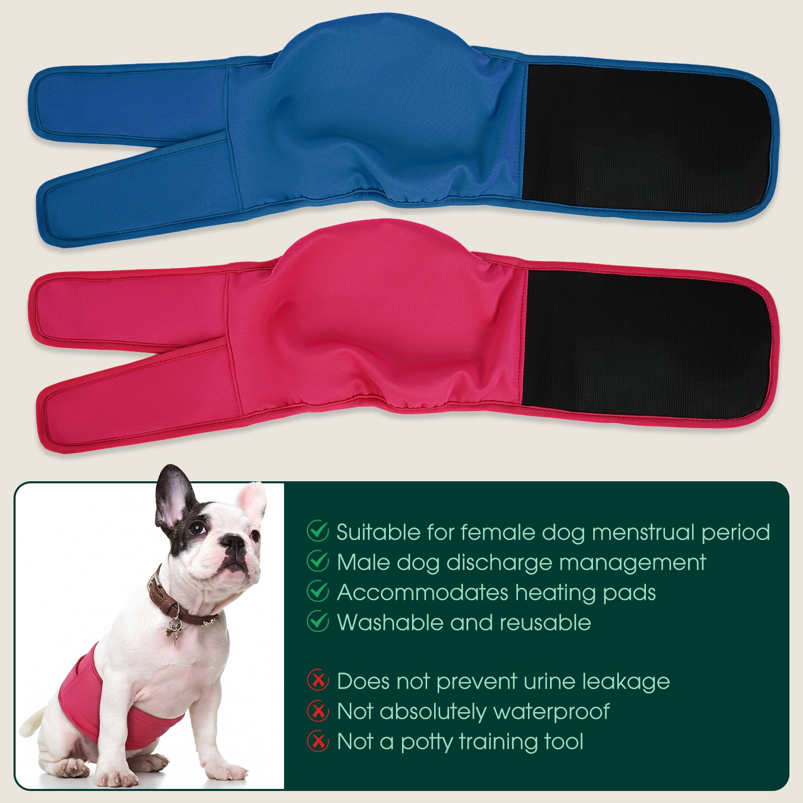 Kuoser Reusable Dog Diaper, Period Pant for Females in Heat & Incontinence Wrap for Males, Washable, Rose-Red, S (1 Pack)