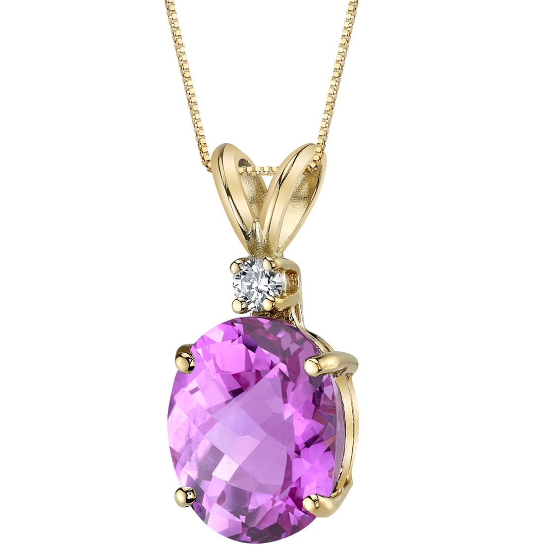 Oravo - 3.69 ct Oval Shape Pink Created Sapphire and Diamond Pendant in ...