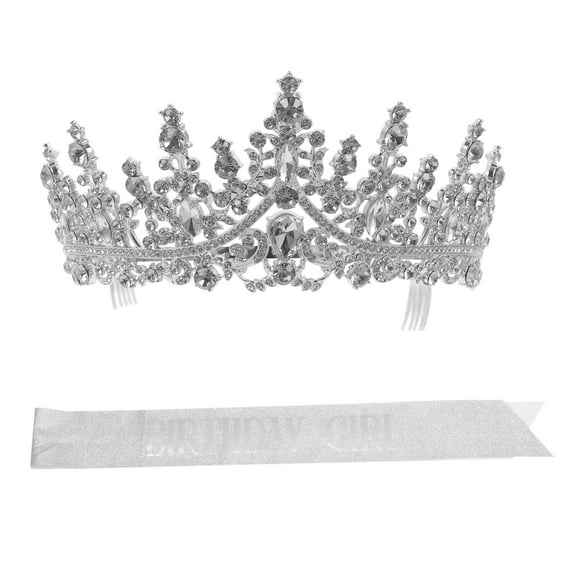 FELTECHELECTR 1 Set Themed Birthday Sash Rhinestone Silver for Girls