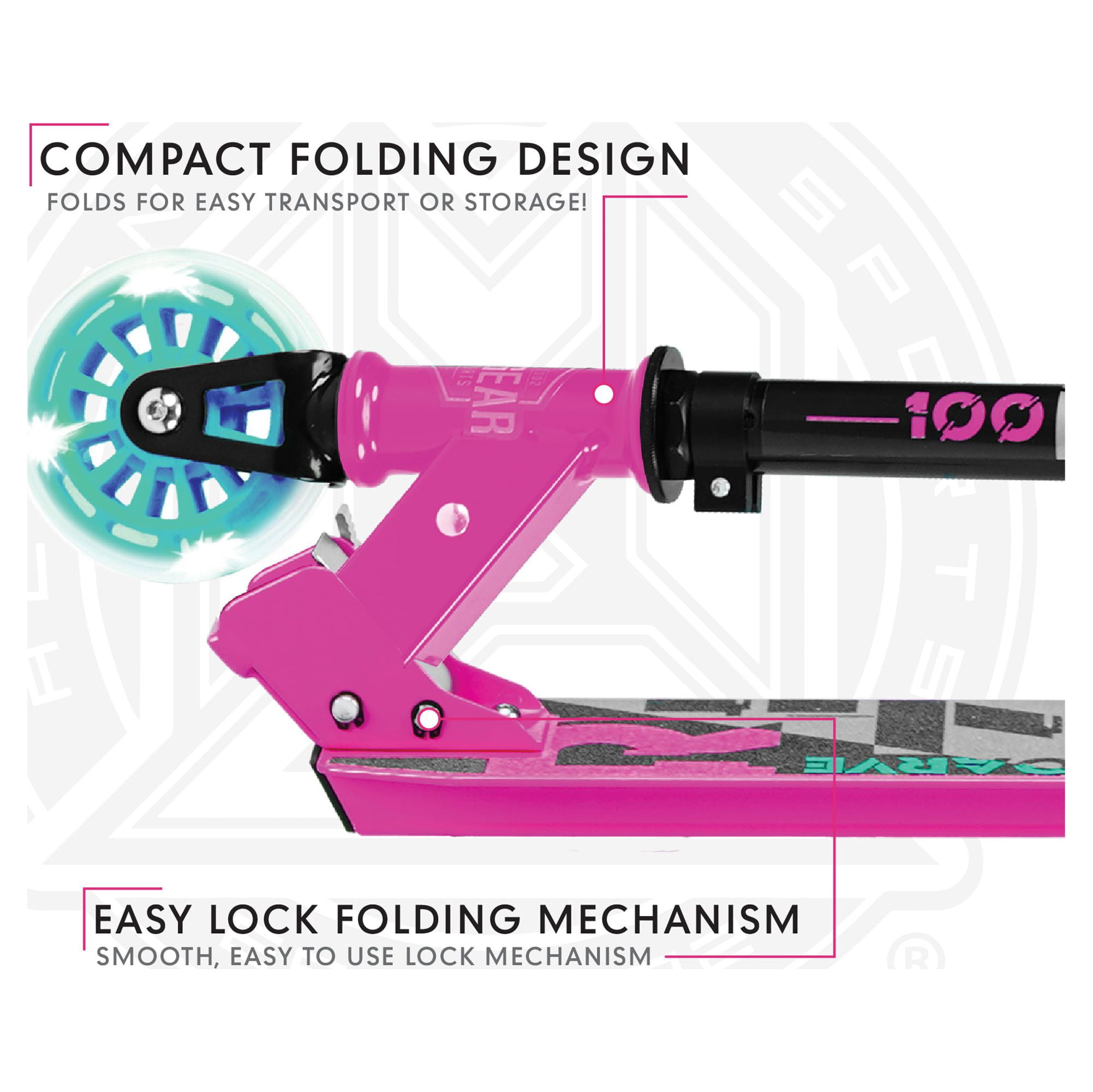 Madd Gear Rize 100 Light-Up Scooter - Pink Teal