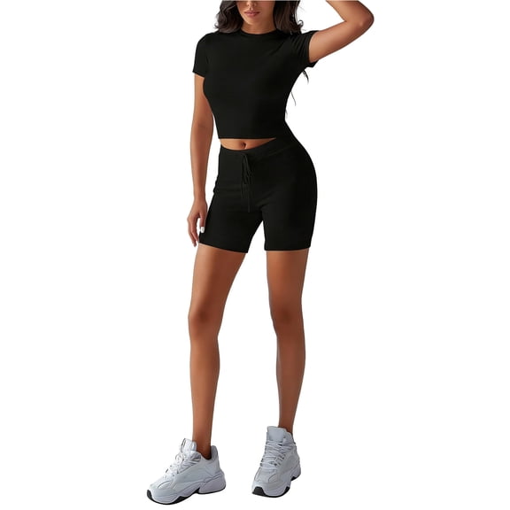 Aihuaihua Womens Workout Sets 2 Piece - Seamless Yoga Outfits Shorts and Crop Top Matching Gym Athletic Clothing Set