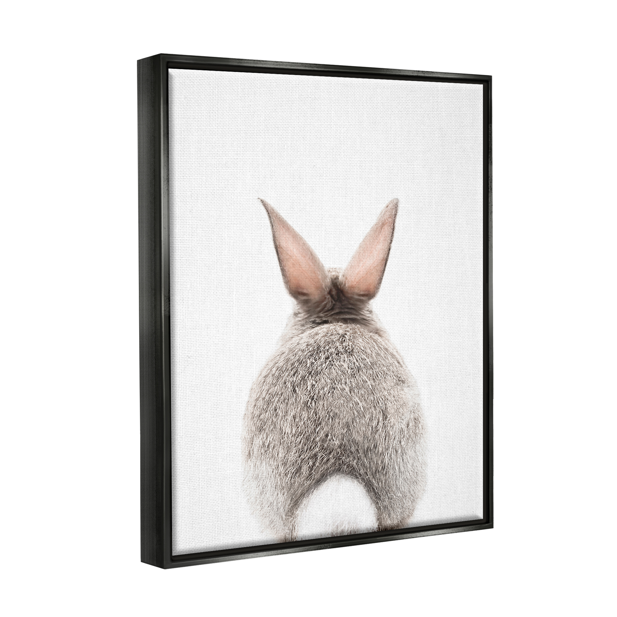 Stupell Industries Rabbit Tail on White Animals & Insects Painting Black Floater Framed Art Print Wall Art, 17 x 21