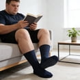 thumbnail image 3 of FREEYOKA Men Diabetic Socks 12-14 Extra Wide Seamless Non Binding Loose Fit Top Socks , 3 Pairs,DARK, 3 of 6