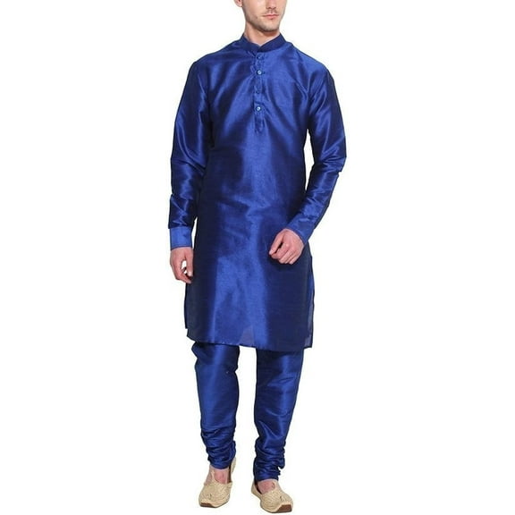 Royal Men's Pintuck Jacquard Silk Blend Kurta & Churidaar Set