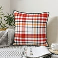 thumbnail image 3 of DouZhe Velours Décoratif Coussin Couvre Ensemble de 2, Cushion Cover Carré Doux avec Fermeture Éclair Invisible Rouge Lignes de Grille Écossaise Impression, 16 "X 16", 3 of 6