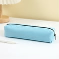 thumbnail image 2 of Canvas Zipper Pencil Case, Solid Color Lightweight Pouch for Pens, Pencils & Stationery Storage, 8.7" x 2.4" x 1.2" Compact Organizer for Daily Carry, Desk & Bag, Blue, By Cosmug, 2 of 2