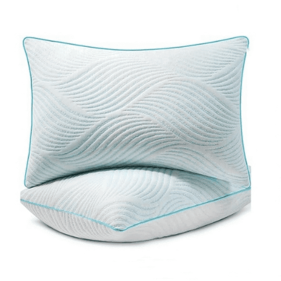 Pillows Queen Size Set of 2 Cooling Memory Foam Pillows for Sleeping Adjustable Medium Firm Back and Side Sleeper