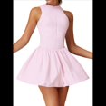 thumbnail image 2 of Vestido de Golf y Tenis para Mujer con Sujetador Incorporado, Pantalones Cortos con Cremallera, Corte Entallado, Falda Deportiva con Bolsillos Rosa S, 2 of 10