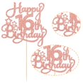 thumbnail image 3 of Cake Topper Ephlyn Feliz 16.º Cumpleaños Rosa Dorado con Brillo, 3 of 9