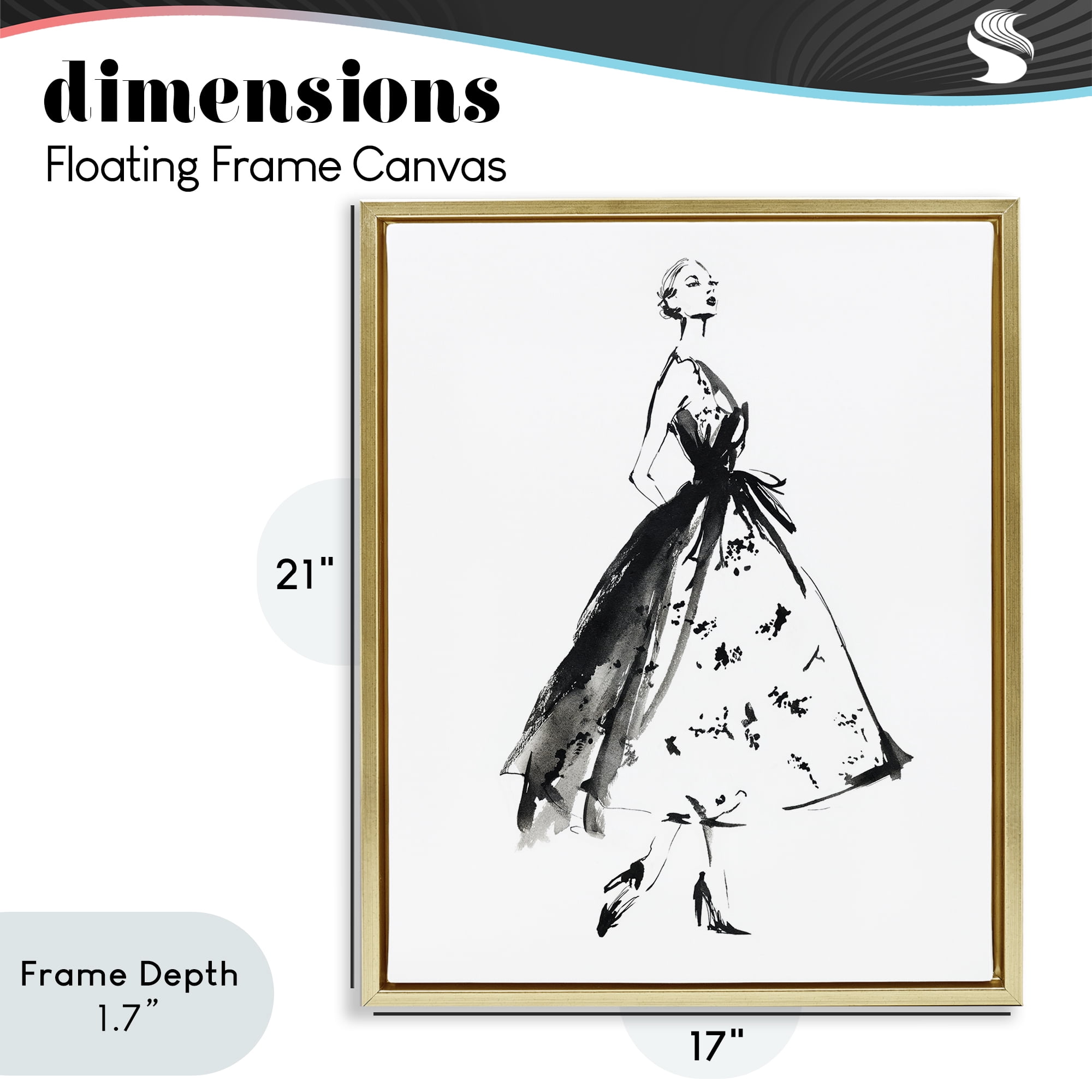 Stupell Industries Ethereal Couture Contour Gold Framed Floater Canvas Wall Art, design by Svetlana Aleynikova