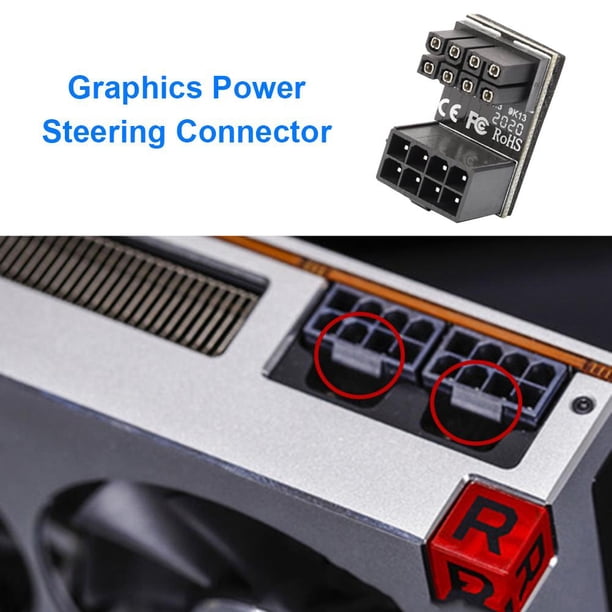 Adaptador ATX de 8 pines hembra a macho de 180 grados en ángulo hacia arriba para tarjeta gráfica