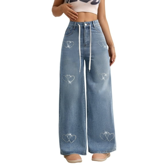 High Waisted Straight Leg Jeans for Women Loose Fit Denim Pants Casual Relaxed Fit Long Trousers Womens Jeans Straight Leg Classic Blue Jeans