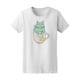thumbnail image 1 of Playera Para Mujer - Gato En Taza De Te Smartprints  T-shirt, 1 of 2