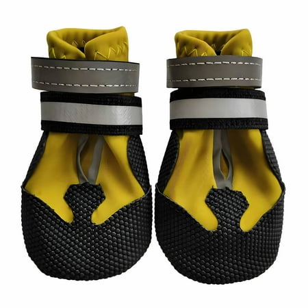 GASTROPOD 4Pcs Dog Shoes Waterproof Non-Slip Soft Sole Dog Rain Boots Comfortable Fit Dog Boots & Paw Protectors 6x5.5cm Yellow