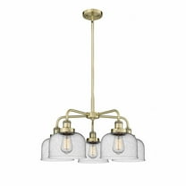 Innovations Lighting  Bell - 5 Light 26" Stem Hung Chandelier Antique Brass/Seedy