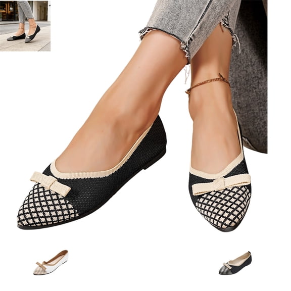 YOUYEDIAN Loafers for Women Casual Pointed Toe Fashion Knit Soft Slip On Flats Versatile Comfy Breathable Walking Shoes