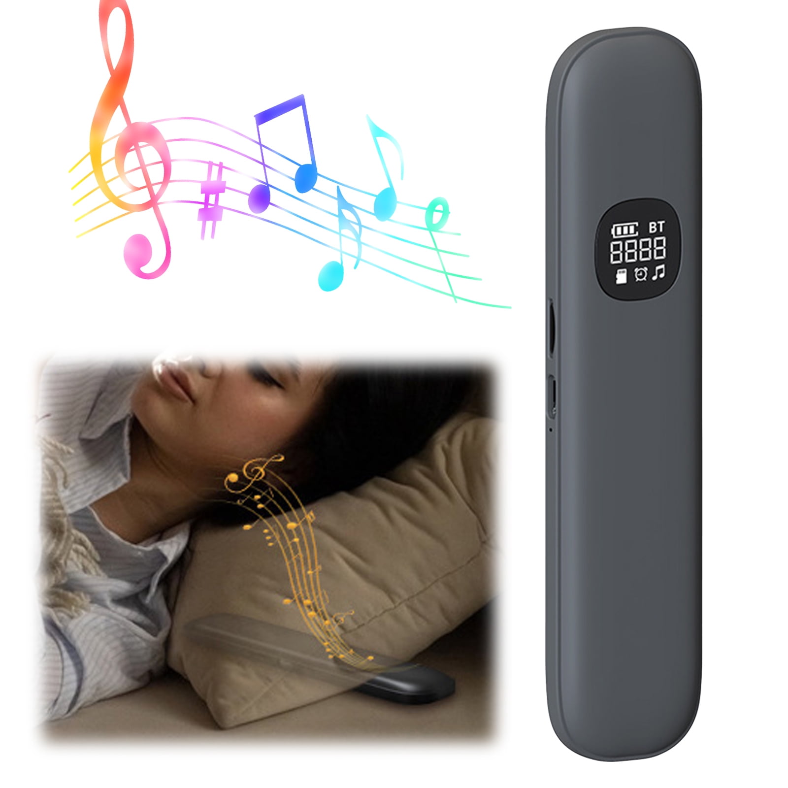 Sleep Speaker Under Pillow With 11 White Noises Timer & Tf Card Slot Wireless Bt Sleep Aid Bone Conduction Pillow Speaker For Side & Light Sleepers Bedside Listening (Grey)