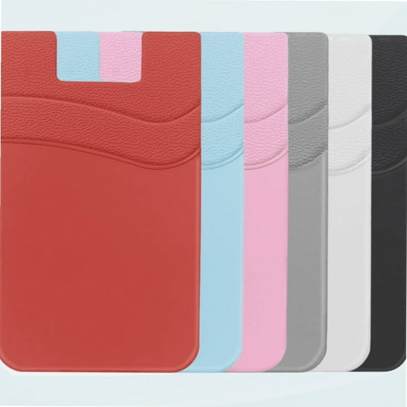 Card Holder for Back of Phone, Cell Phone Wallet Stick On Phone ID Credit Business Card Sleeve Pocket Suitable for iPhone, Samsung, Most Smart Phones 6 Pack