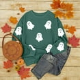 thumbnail image 3 of Cute Ghost Halloween Sweatshirts for Women 2025 Long Sleeve Casual Loose Cute Ghost Graphic Sweatshirt Pullover Tops, 3 of 5