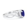 thumbnail image 2 of Infinity Shank Oval Ring Blue Sapphire CZ 925 Sterling Silver Size 8, 2 of 3