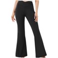 thumbnail image 4 of Comfy Baggy Trousers Women's Flare Yoga Pants - High Waisted Flare Leggings Workout Casual Boot Cut Pants Stretchy Sports Pants with Pockets S-8 Black XXL, 4 of 7
