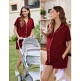 thumbnail image 3 of Conjuntos de pijama de maternidad y lactancia Ekouaer con botones, color rojo vino, 3 of 6