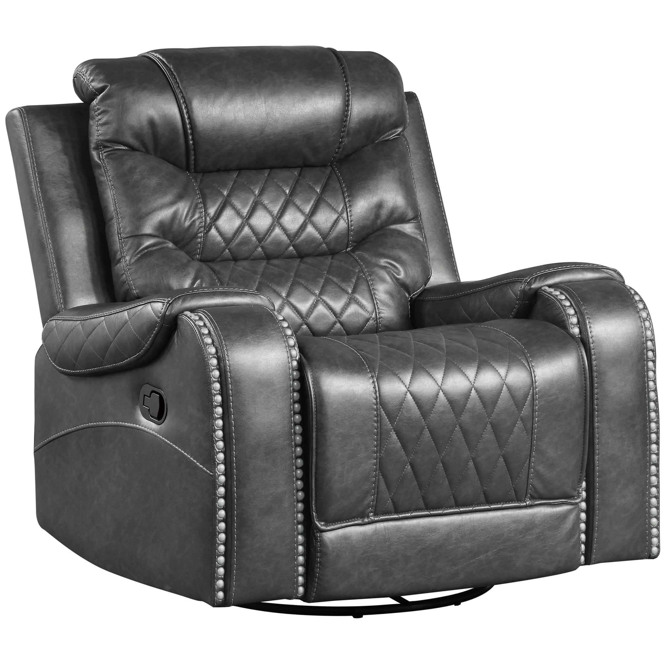 OakvillePark Ridder Polished Microfiber Upholstered Swivel Glider Reclining Chair, Gray