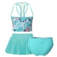 thumbnail image 2 of DPOIS Kids Girls 3 Pieces Bikini Set Swimsuit Printed Bathing Suit Top with Shorts Set Mint Green 7-8, 2 of 7