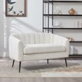 thumbnail image 2 of Small Loveseat, 50.2" Wide Upholstered Chenille Accent Couch, Modern Glam Tufted 2-Seater Sofa for Small Spaces, Studio Apartment, Dorm, Office, Living Room, Bedroom, with Metal Legs, Ivory, 2 of 10