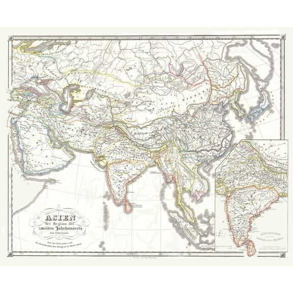 Historic Map - Asia 200 BC - Spruner 1855 - Vintage Wall Art