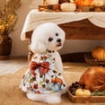 thumbnail image 2 of Thanksgiving Pet Dress,Soft Fabric Holiday Outfit with Bow Decor for Dogs & Cats,Easy On & Off,Pumpkin Prints Style,for Fall Party Pet Costume, 2 of 7