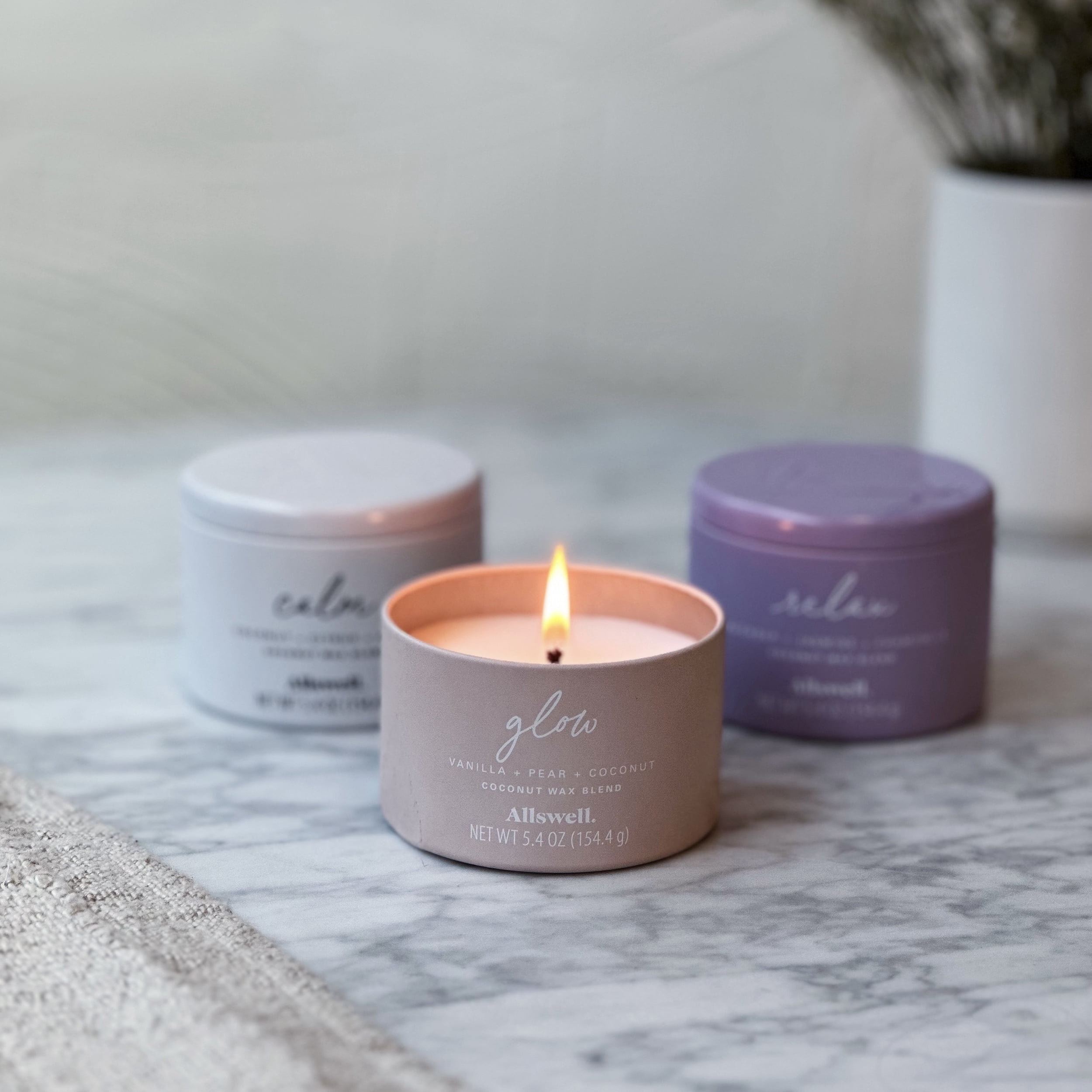 Allswell | Glow - Pink (Vanilla + Pear + Coconut) 5.4oz Scented Tin Candle
