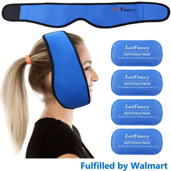 LotFancy Face Ice Pack for Wisdom Teeth, 4 Reusable Hot & Cold Therapy Gel Packs for TMJ, Chin, Jaw
